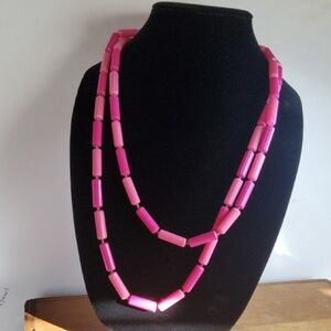 Vintage Shades of  Pink Bakealite 52" Necklace.